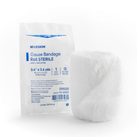 Fluff Bandage Roll Gauze -  Cotton 6-Ply 3-2/5 Inch X 3-3/5 Yard Roll Shape Sterile