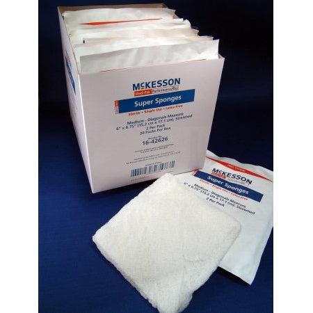 Fluff Gauze Sponge Dressing - Cotton 6 X 6-3/4 Inch Rectangle Sterile
