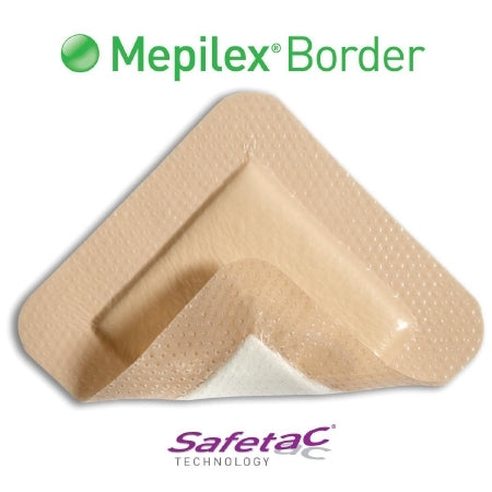 Wound Dressing - Silicone Foam Dressing Mepilex Border Heel, Adhesive with Border Sterile