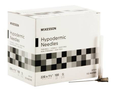 Needle Hypodermic Without Safety 22 Gauge 1-1/2 Inch