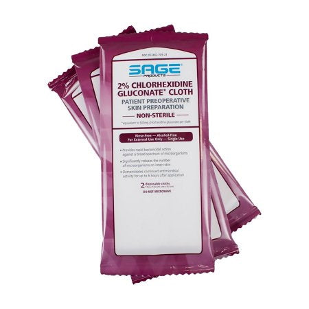 Surgical Scrub Wipe - Sage 2 Count Soft Pack 2% Strength CHG (Chlorhexidine Gluconate)