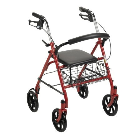 4 Wheel Walker - Rollator  31 - 37" handle adjustments, Folding Steel Frame, Up to 300 lbs