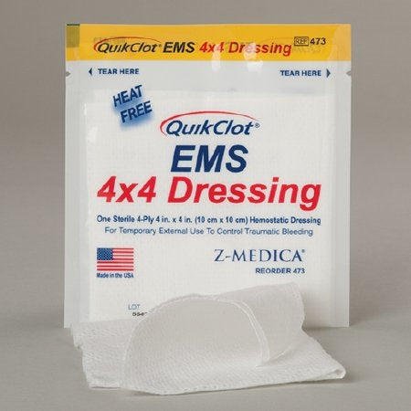 Hemostatic Dressing - Hemostatic Dressing QuikClot, 4" x 4"